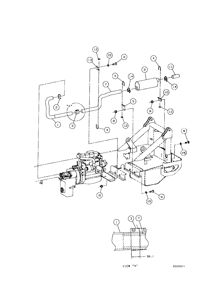 Схема запчастей Case 688G - (2-08) - EXHAUST SYSTEM - TURBO ENGINE (ALL 686G MODELS; BTW 686GXR JFE0001500 - 848; 688G JFE0003500 - 3613) (02) - ENGINE