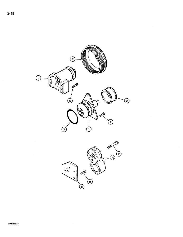 Схема запчастей Case 721 - (2-18) - WATER PUMP SYSTEM, 6T-830 ENGINE (02) - ENGINE