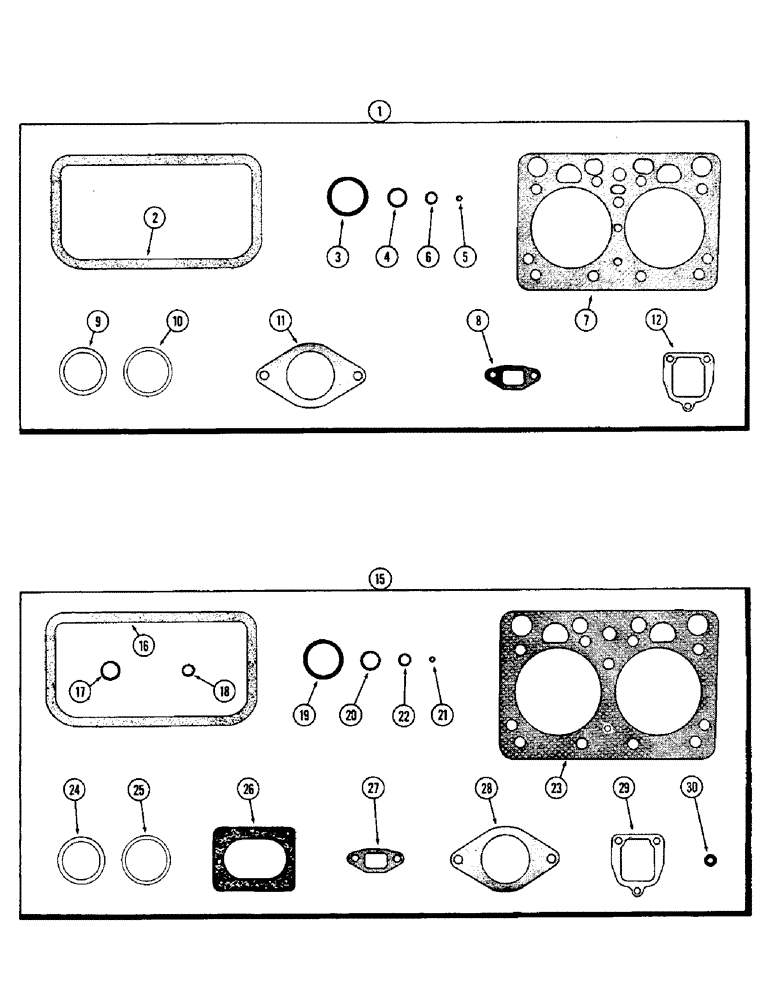 Схема запчастей Case W10 - (024) - ENGINE GASKET KITS, USED PRIOR TO SER. NO. 8162900 (02) - ENGINE