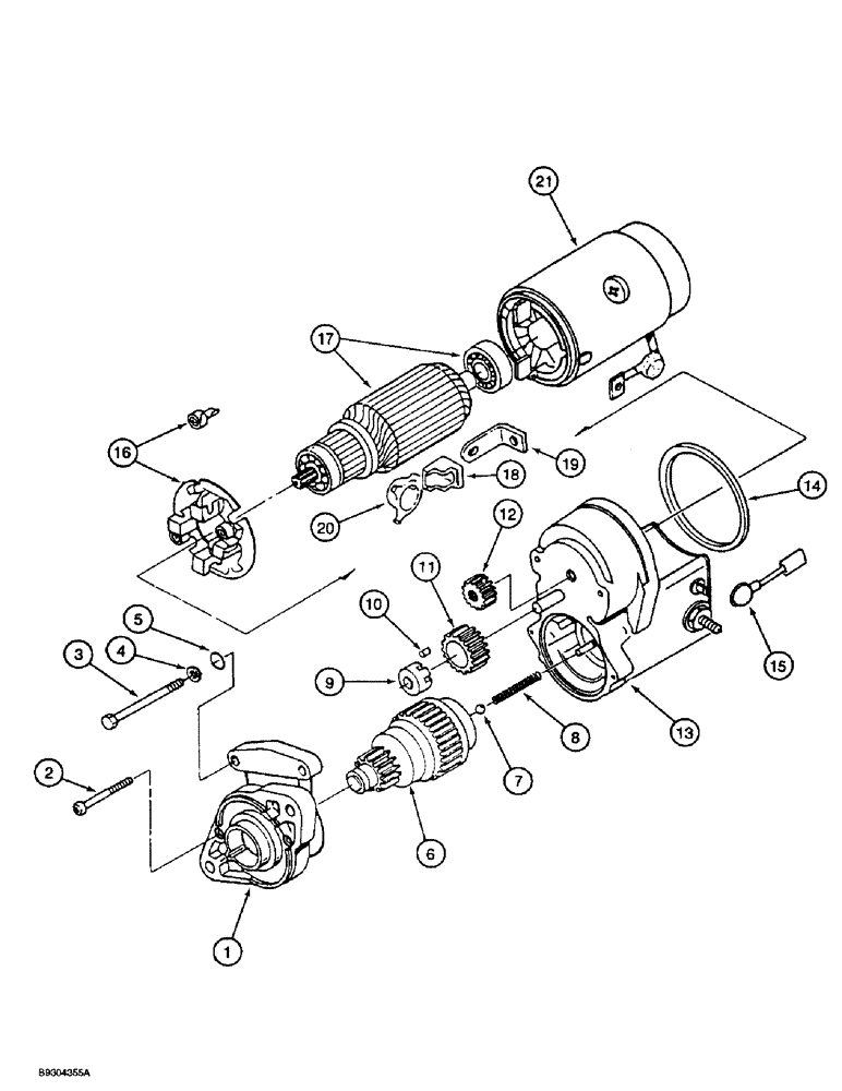 Схема запчастей Case 560 - (4-05A) - STARTER ASSEMBLY - 126895A1, KUBOTA V2203IDI ENGINE, P.I.N. JAF0295741 AND AFTER (04) - ELECTRICAL SYSTEMS