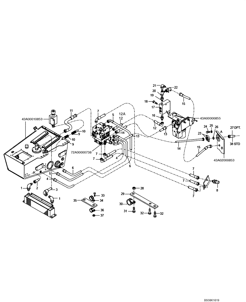 Схема запчастей Case 327B - (72A00000769[001]) - HYDRAULICS, DUMP SYSTEM (P.I.N.HHD0327BN7PG58000 AND AFTER) (84162132) (09) - Implement / Hydraulics / Frame / Brakes