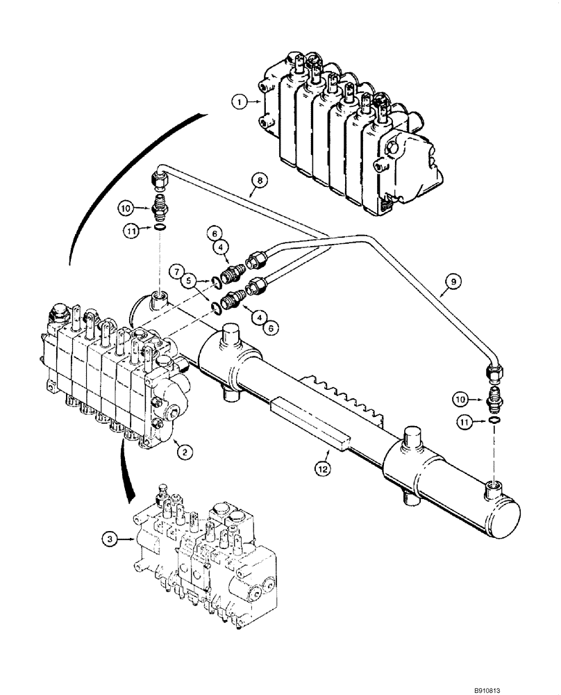 Схема запчастей Case 1845C - (08-36) - HYDRAULIC SYSTEM - BACKHOE SWING CYLINDER (NORTH AMERICA), D100, D100XR (08) - HYDRAULICS