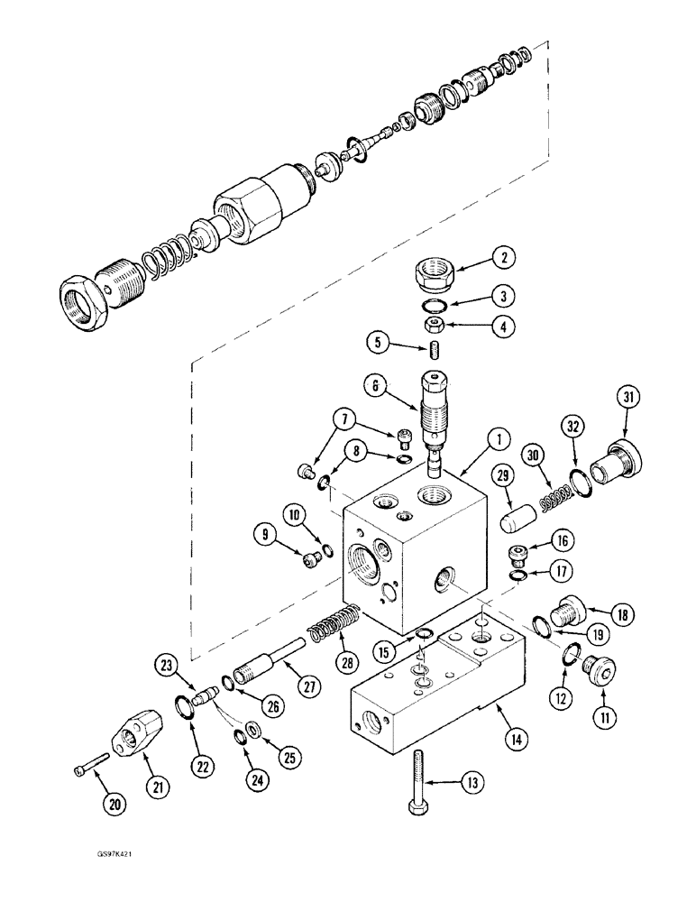 Схема запчастей Case 170C - (8-144) - CRANING VALVE, USED WITH ARM CYLINDER CIRCUIT (08) - HYDRAULICS