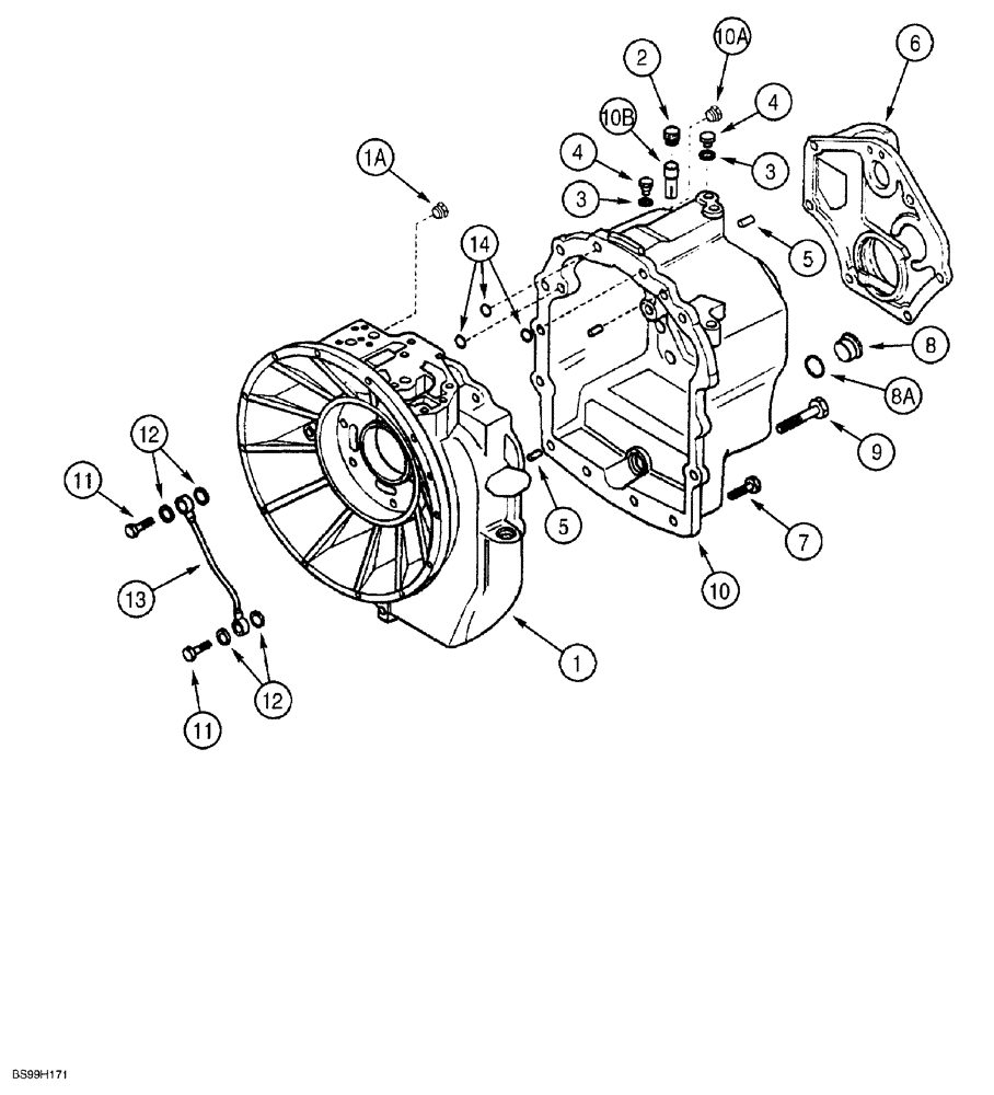 Схема запчастей Case 580SL - (6-064) - CARRARO TRANSMISSION ASSY, TRANS HOUSING, 2 WHEEL DRIVE, MODELS WITHOUT POWERSHIFT TRANSMISSION (06) - POWER TRAIN