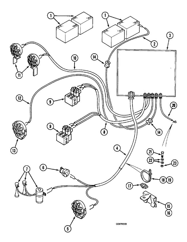 Схема запчастей Case 220B - (4-38) - TURNTABLE ELECTRICAL HARNESS, P.I.N. 74441 THROUGH 74529 (04) - ELECTRICAL SYSTEMS