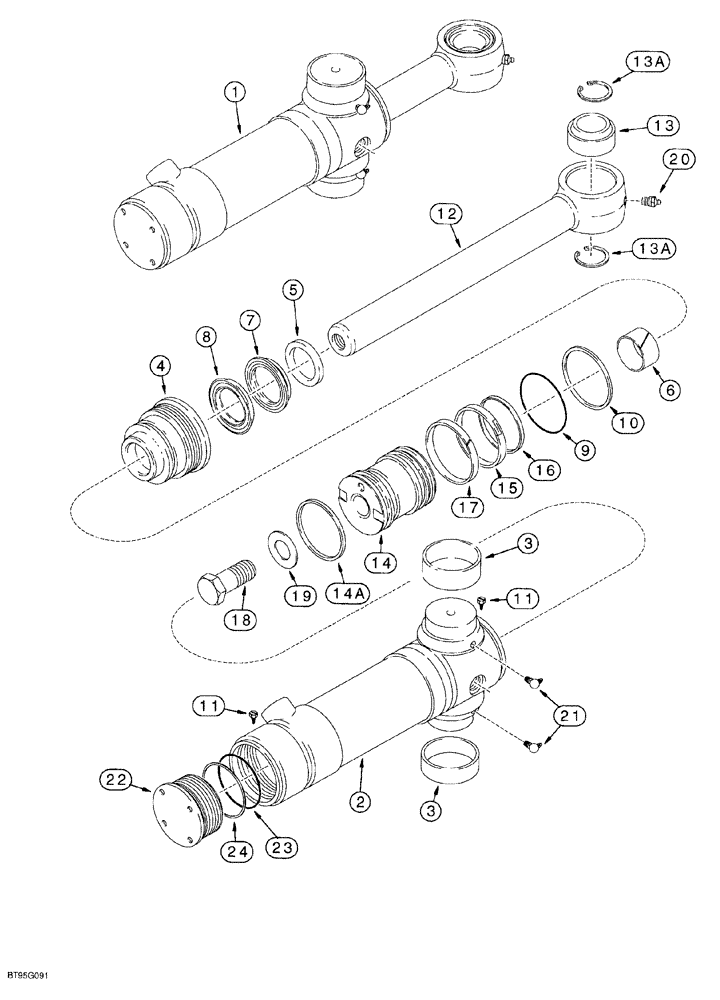 Схема запчастей Case 580SL - (8-134) - BACKHOE SWING CYLINDERS (08) - HYDRAULICS