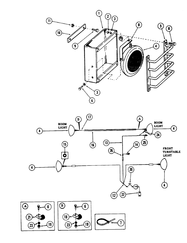 Схема запчастей Case 50 - (4-102) - WORK LAMPS AND ATTACHING PARTS (04) - ELECTRICAL SYSTEMS