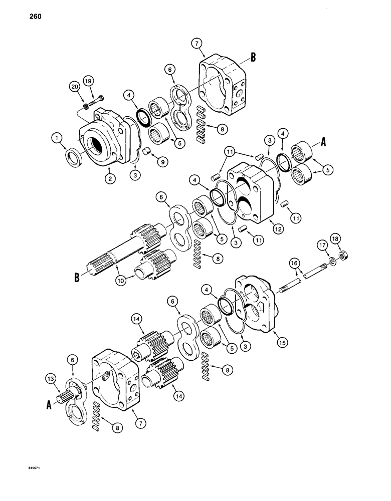 Схема запчастей Case 880C - (260) - S512441 HYDRAULIC PUMP (07) - HYDRAULIC SYSTEM