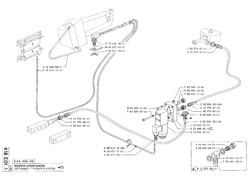 Схема запчастей Case 75C - (K18 E01.1) - LEFT-HAND LEVER SAFETY SYSTEM (07) - HYDRAULIC SYSTEM