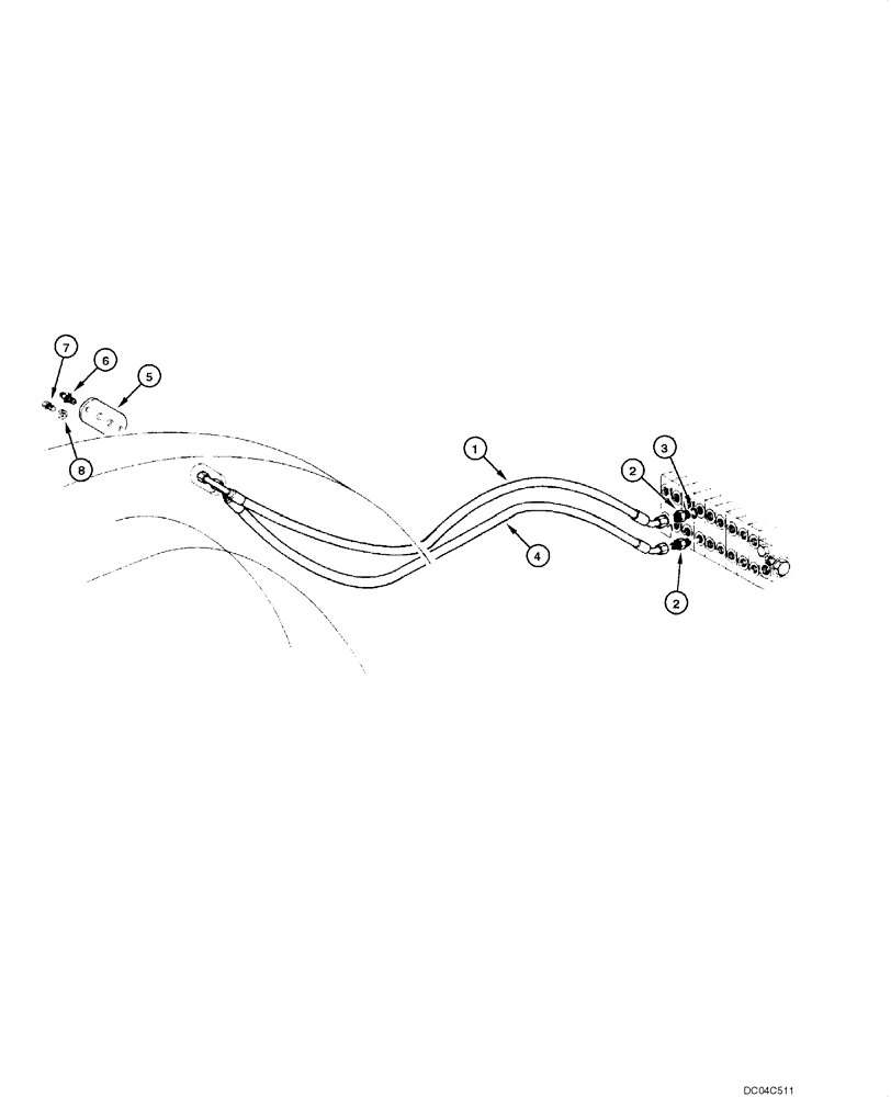 Схема запчастей Case 845 - (08.14[00]) - BLADE HYDRAULIC CIRCUIT - TILT (08) - HYDRAULICS