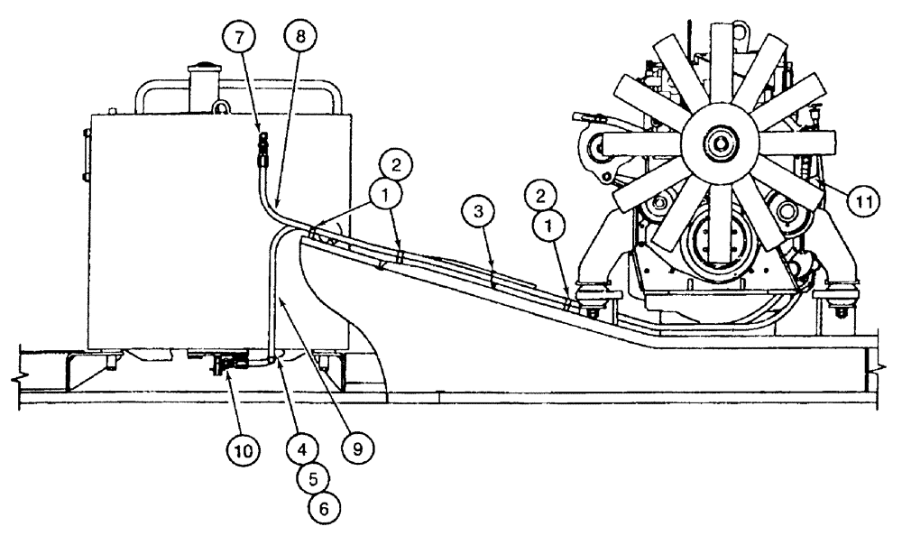 Схема запчастей Case 9050B - (3-004) - FUEL LINES (03) - FUEL SYSTEM