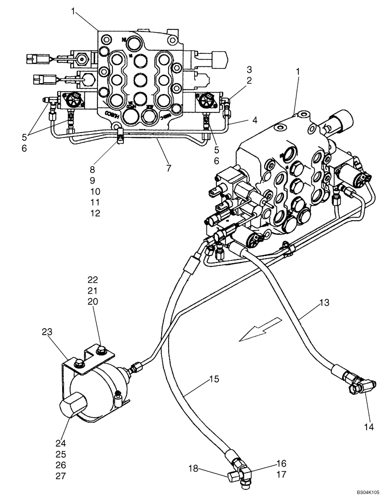 Схема запчастей Case 465 - (08-13) - HYDRAULIC ATTACHMENTS - CONTROLS (450 WITH SPLIT PUMP CONFIGURATION) (08) - HYDRAULICS