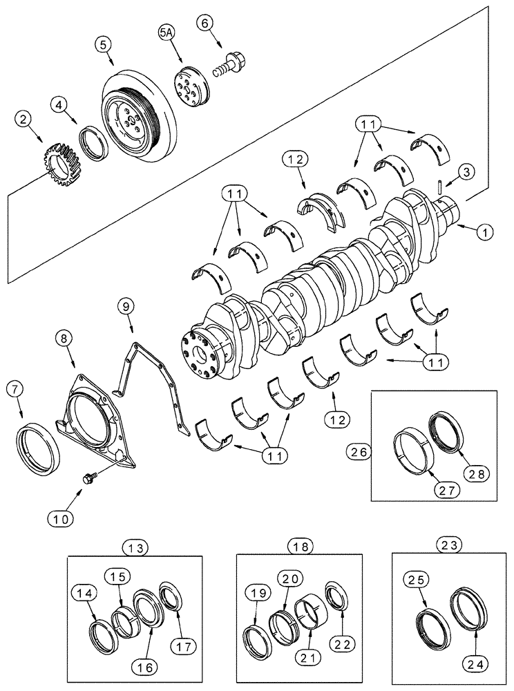 Схема запчастей Case 6030 - (02-17) - CRANKSHAFT 6T-590 EPA TIER 1 EMISSIONS CERTIFIED ENGINE (02) - ENGINE