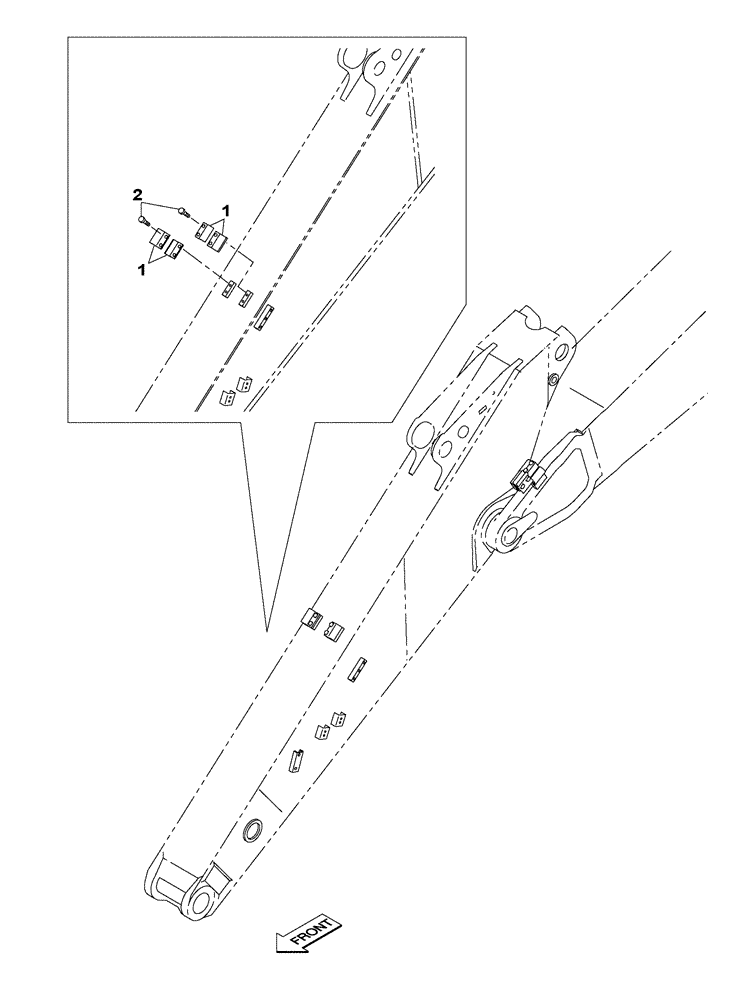 Схема запчастей Case CX235C SR - (84.912.08) - DIPPER - 2.50 M - BRACKET - OPTIONAL (84) - BOOMS, DIPPERS & BUCKETS