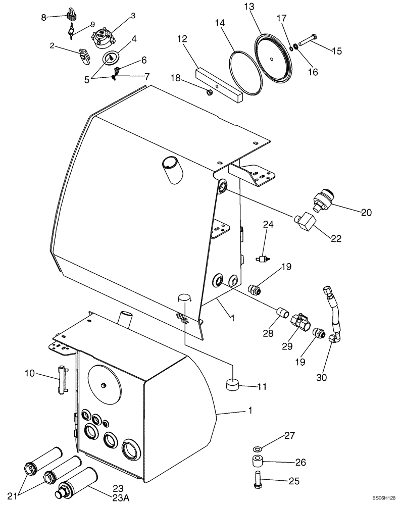 Схема запчастей Case 1150K - (08-01) - RESERVOIR, HYDRAULIC - COVERS (IF USED) (08) - HYDRAULICS