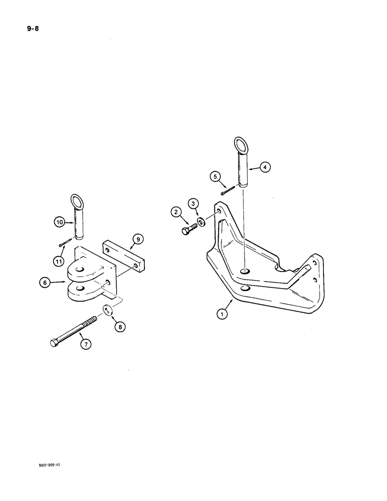 Схема запчастей Case 550 - (9-08) - DRAWBARS (09) - CHASSIS/ATTACHMENTS