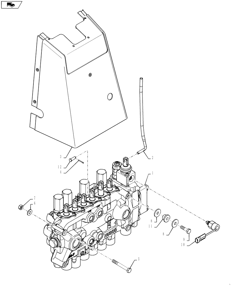 Схема запчастей Case 580SN WT - (35.726.19[04]) - VALVE INSTALL - BACKHOE CONTROL, 7 SPOOL (HAND SWING) (35) - HYDRAULIC SYSTEMS