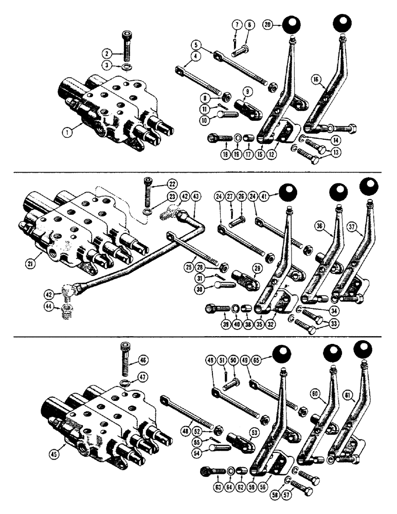 Схема запчастей Case 600 - (242) - LEVER & VALVE SYSTEMS FOR PULL-BEHIND COMBINATIONS, (USED FROM S/N 7060799) (05) - UPPERSTRUCTURE CHASSIS