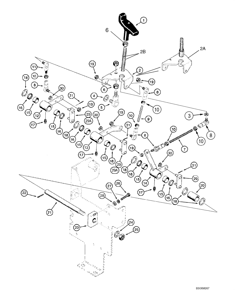 Схема запчастей Case 550H - (8-14) - CONTROLS - LEVER AND LINKAGE, MODELS WITH THREE SPOOL CONTROL VALVE (08) - HYDRAULICS