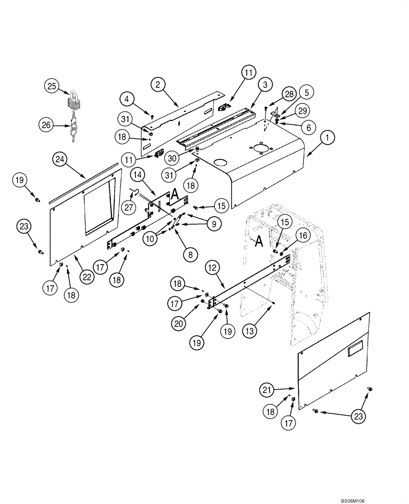 Схема запчастей Case 550H - (9-12) - HOOD, SHIELDS AND SUPPORTS (09) - CHASSIS/ATTACHMENTS