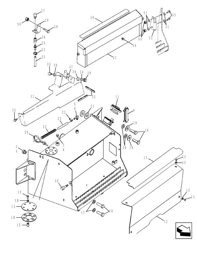 Схема запчастей Case 580SM - (35.100.03) - TANK, OIL - BOX, BATTERY AND TOOL (35) - HYDRAULIC SYSTEMS