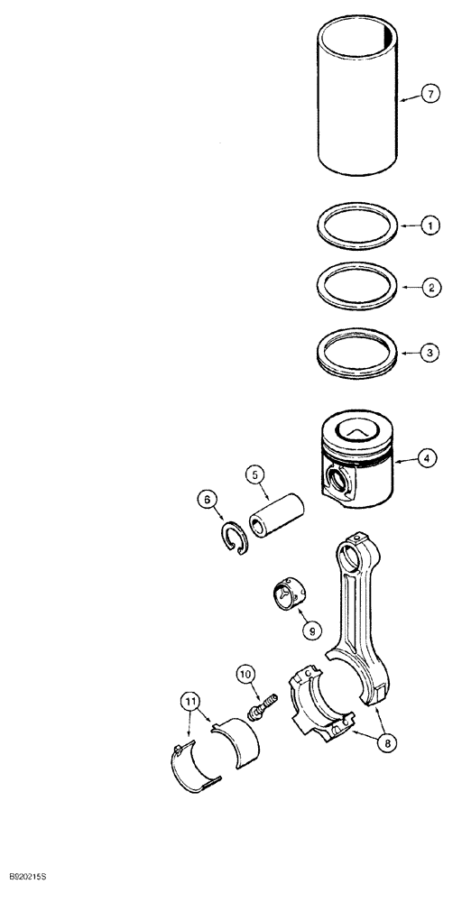 Схема запчастей Case 550G - (2-54) - PISTONS AND CONNECTING RODS, 4T-390 ENGINE, PRIOR TO P.I.N. JJG0255794 (01) - ENGINE