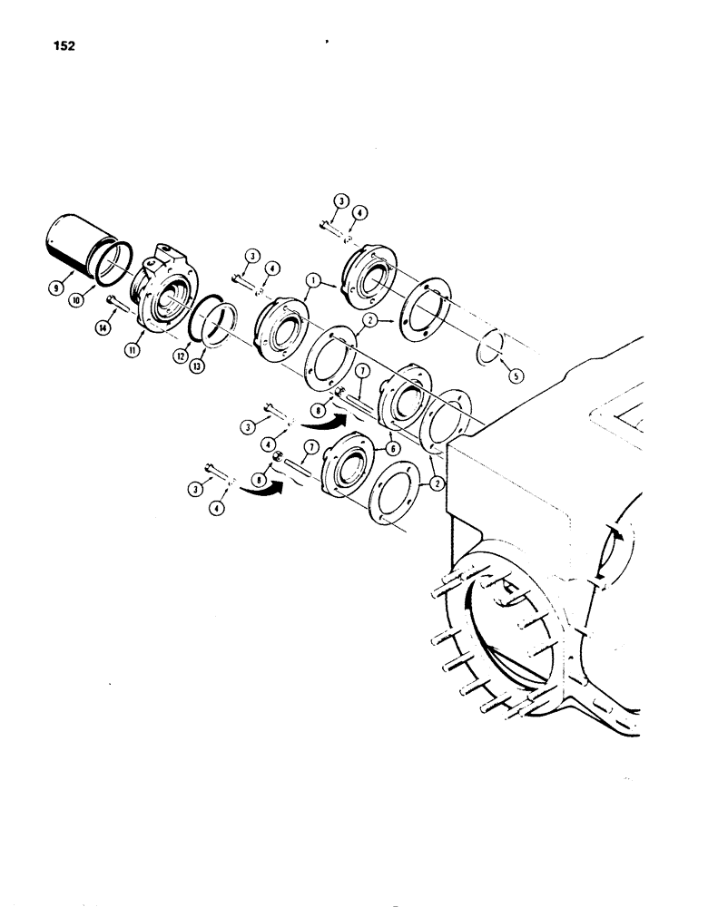 Схема запчастей Case 850B - (152) - TRANSMISSION REAR COVERS (03) - TRANSMISSION