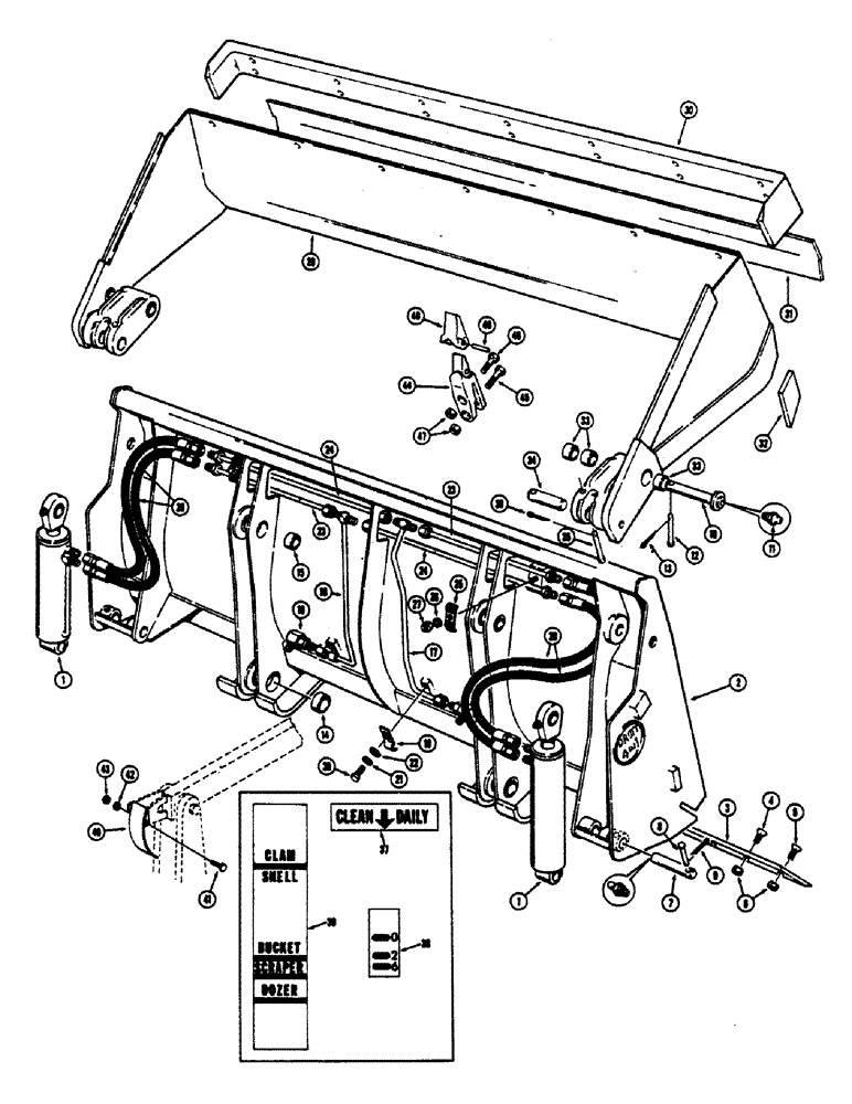 Схема запчастей Case 680CK - (114) - DROTT 4-IN-1 BUCKET (82) - FRONT LOADER & BUCKET