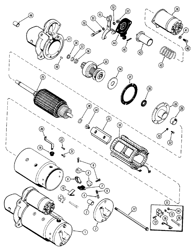 Схема запчастей Case 580B - (126) - A39839 STARTER, (188) DIESEL ENGINE, POWER SHUTTLE, WITH 10 TOOTH STARTER DRIVE (04) - ELECTRICAL SYSTEMS