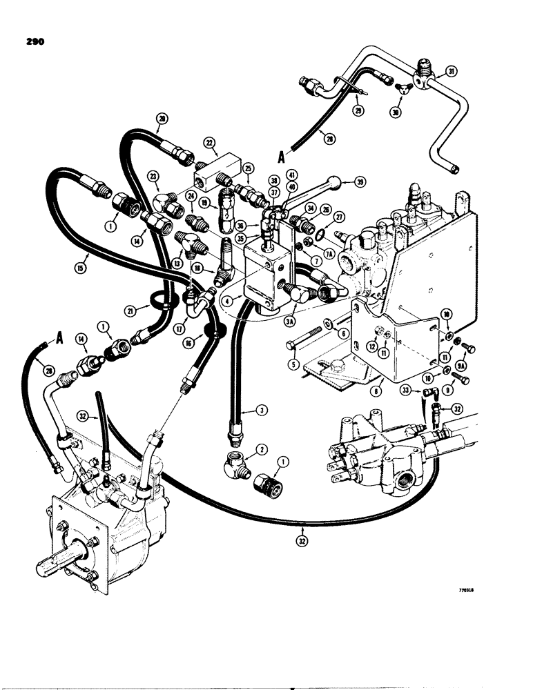 Схема запчастей Case 580C - (290) - PTO HYDRAULIC CIRCUIT AND CONTROL (08) - HYDRAULICS