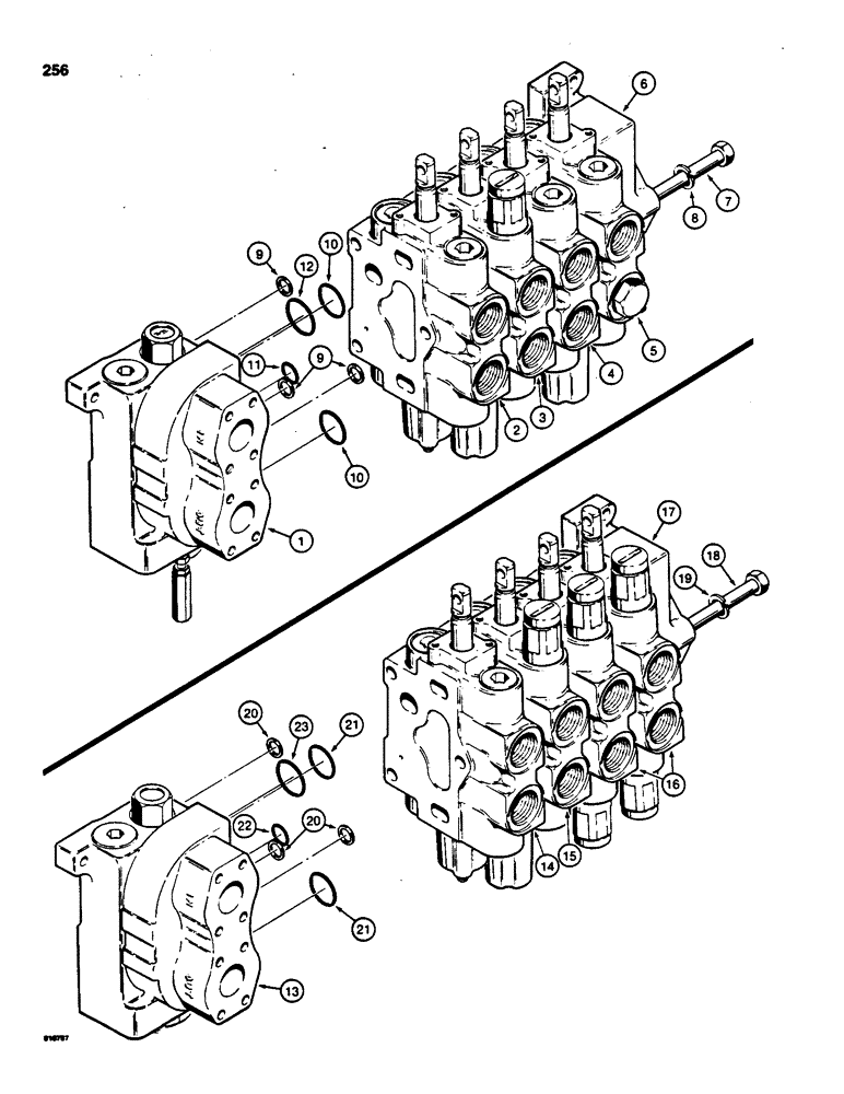 Схема запчастей Case 855C - (256) - R46554 FOUR SPOOL CONTROL VALVE, ANGLE TILT DOZER WITH BACKHOE (07) - HYDRAULIC SYSTEM