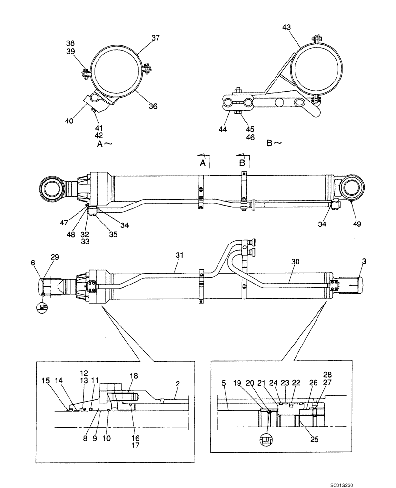 Схема запчастей Case CX800 - (08-77) - CYLINDER ASSY - BOOM (08) - HYDRAULICS