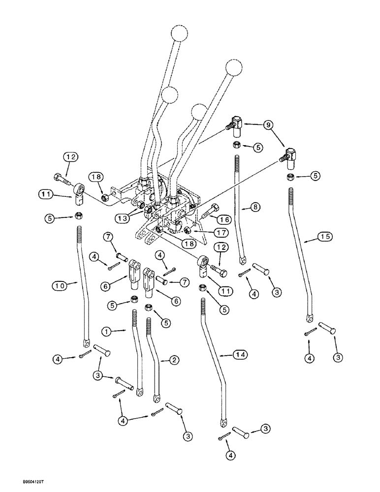 Схема запчастей Case 580SL - (9-028) - BACKHOE CONTROLS WITH HAND SWING, LOWER CONTROL LEVERS , USED WITH 180378A1 CONTROL TOWER SUPPORT (09) - CHASSIS/ATTACHMENTS