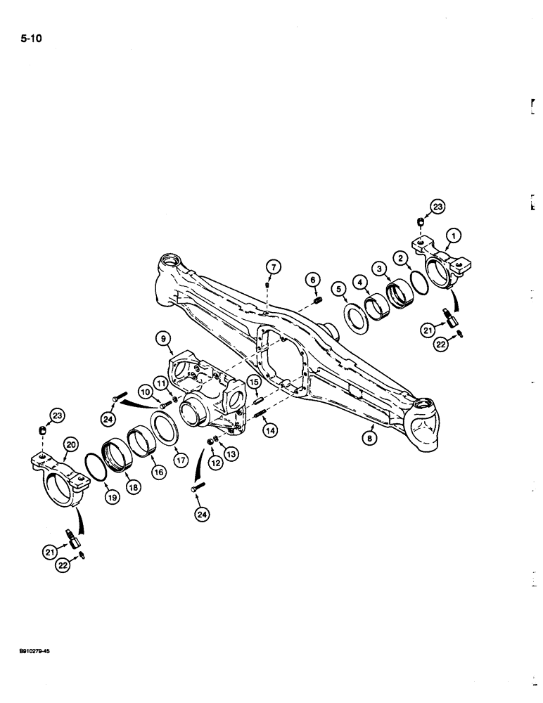 Схема запчастей Case 680L - (5-10) - TWO WHEEL DRIVE FRONT AXLE, AXLE HOUSING, CARRIER, AND SUPPORTS (05) - STEERING