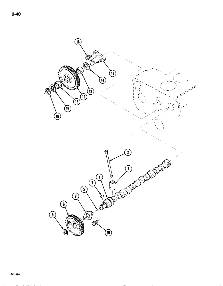 Схема запчастей Case 1825 - (2-40) - CAMSHAFT, DIESEL MODELS (02) - ENGINE