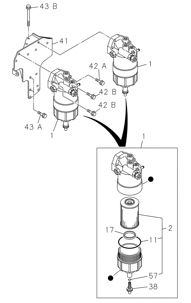 Схема запчастей Case CX700B - (03-07) - FUEL FILTER (03) - FUEL SYSTEM