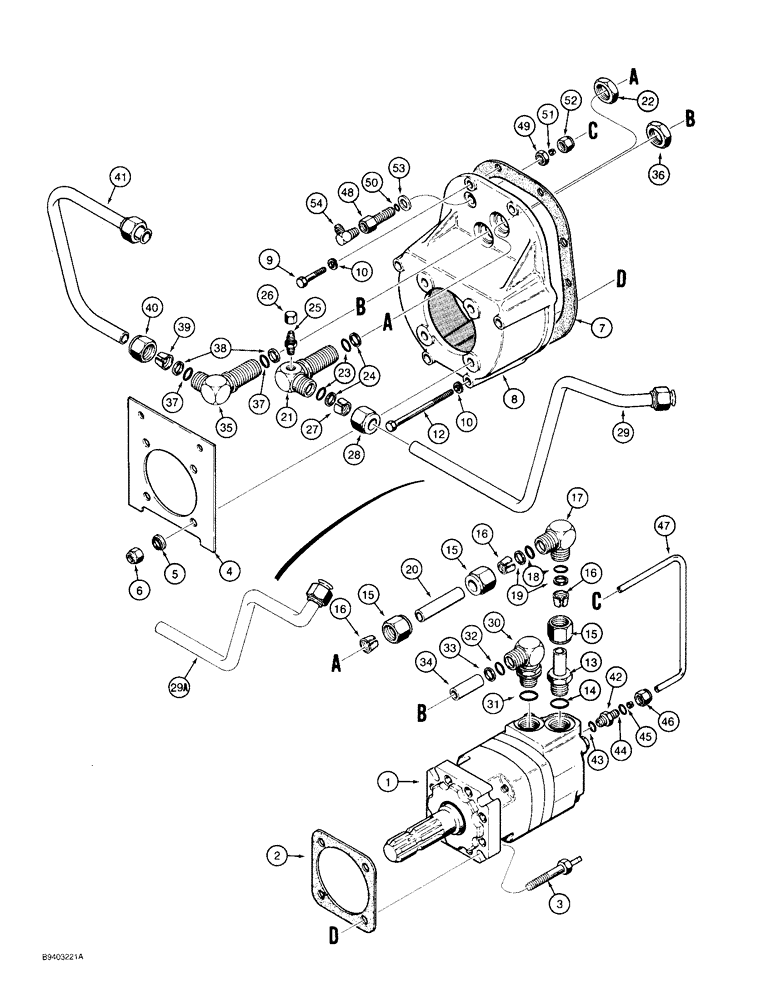 Схема запчастей Case 480F - (8-060) - PTO MOTOR AND MOTOR HOUSING (08) - HYDRAULICS