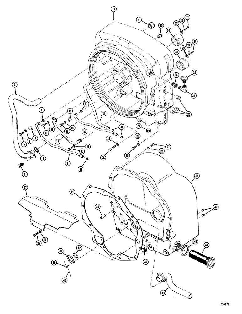 Схема запчастей Case 780 - (182) - TRANSMISSION, CONVERTER HOUSING AND TRANSMISSION CASE, USED W/ D86494 REAR AXLE (06) - POWER TRAIN