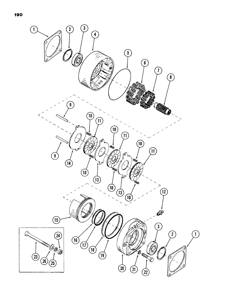 Схема запчастей Case 980B - (190) - TRACK DRIVE BRAKE, (USED ON UNITS PRIOR TO PIN 6203868) (05) - UPPERSTRUCTURE CHASSIS