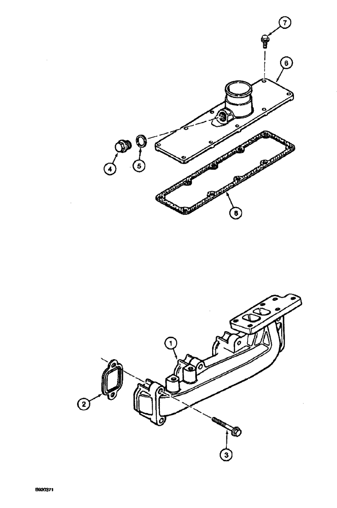 Схема запчастей Case 590 - (2-20) - MANIFOLDS, 4T-390 ENGINE, EXHAUST, INTAKE (02) - ENGINE