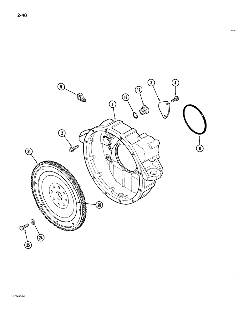 Схема запчастей Case 1085B - (2-040) - FLYWHEEL AND HOUSING, 6T-590 ENGINE (02) - ENGINE