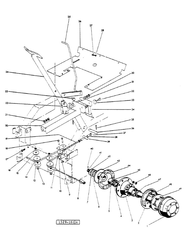 Схема запчастей Case 1529 - (015A) - PARKING BRAKE, FROM SERIAL NUMBER 3756359 (33) - BRAKES & CONTROLS