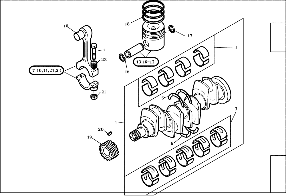 Схема запчастей Case 321D - (95.005[001]) - CRANK SHAFT (S/N 591052-UP) No Description