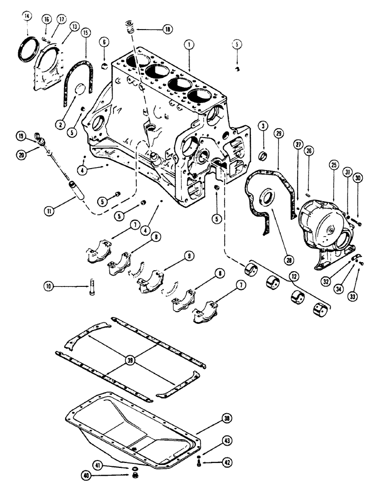 Схема запчастей Case 680CK - (014) - CYLINDER BLOCK ASSEMBLY, (267) DIESEL ENGINE (10) - ENGINE