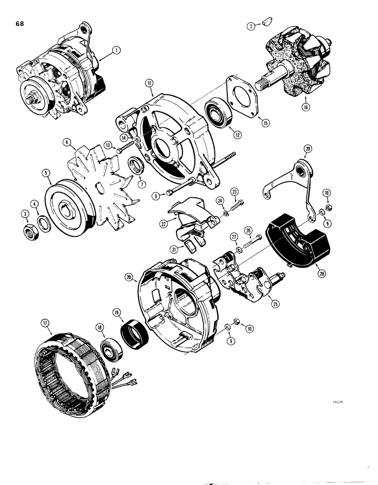 Схема запчастей Case 1830 - (068) - D76934 ALTERNATOR (55) - ELECTRICAL SYSTEMS