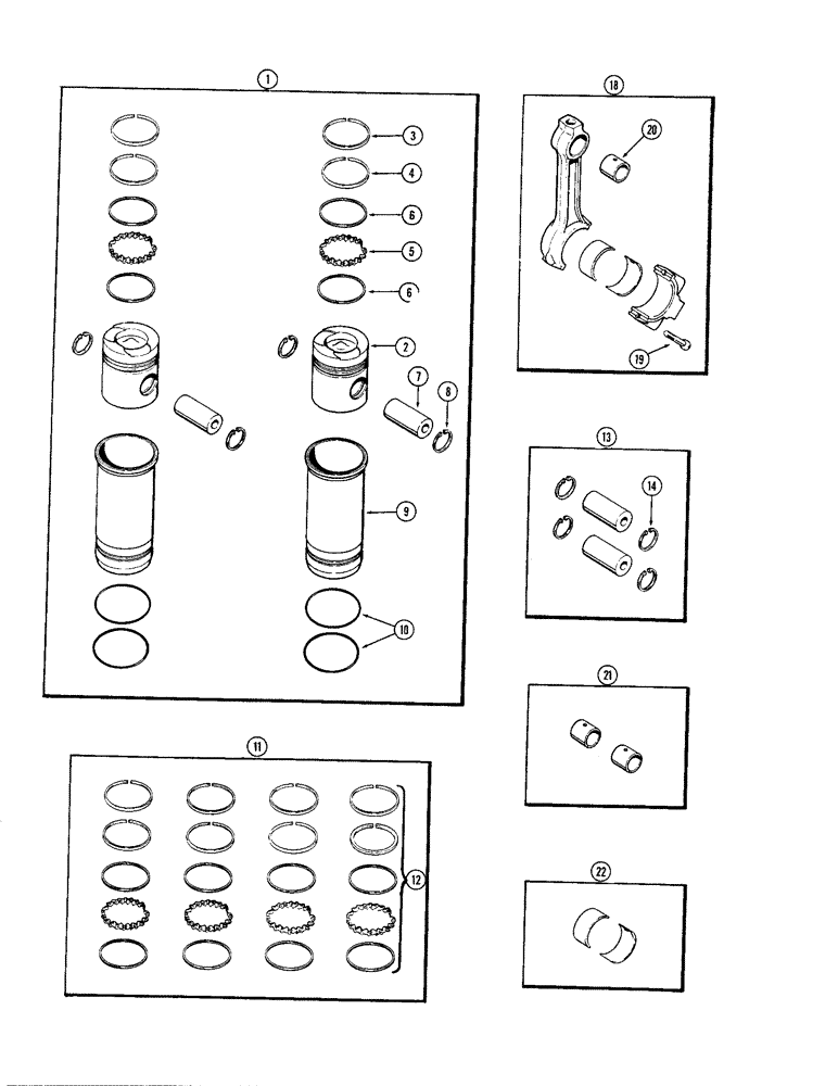 Схема запчастей Case 680CK - (020) - PISTONS, (301B) DIESEL ENGINE, CONNECTING RODS (10) - ENGINE