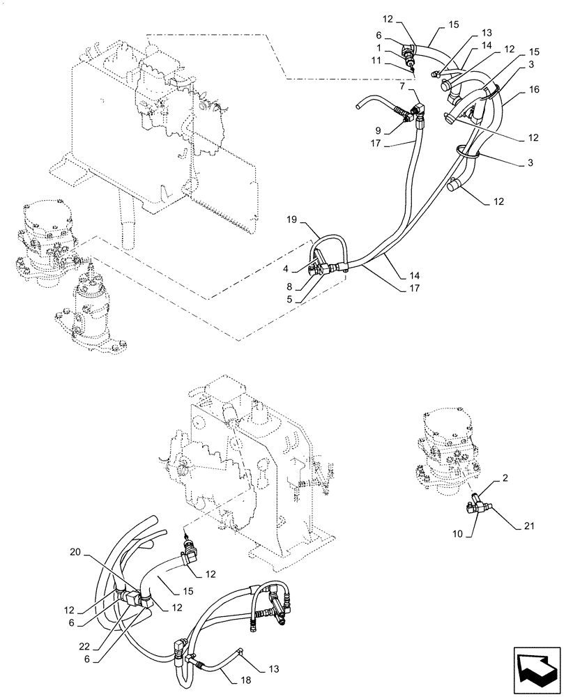 Схема запчастей Case CX36B - (01-041[01]) - HYD LINES, RETURN (35) - HYDRAULIC SYSTEMS