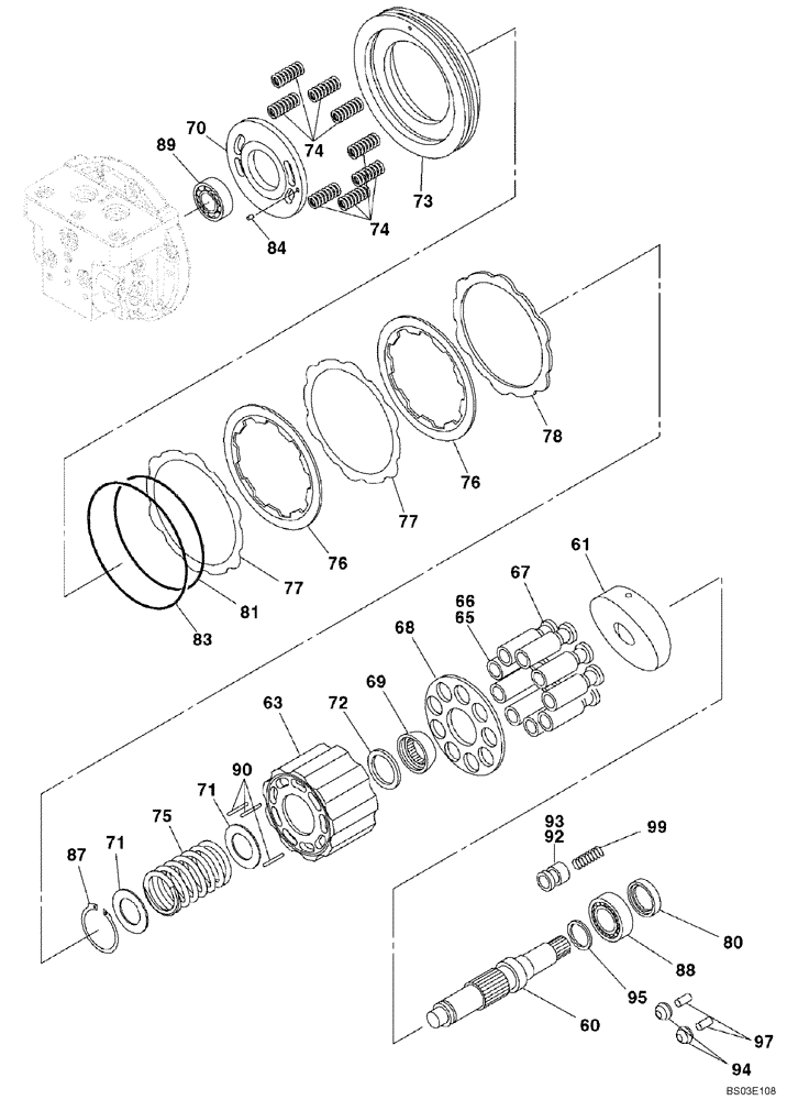 Схема запчастей Case CX135SR - (06-04) - MOTOR ASSY - PISTON (06) - POWER TRAIN