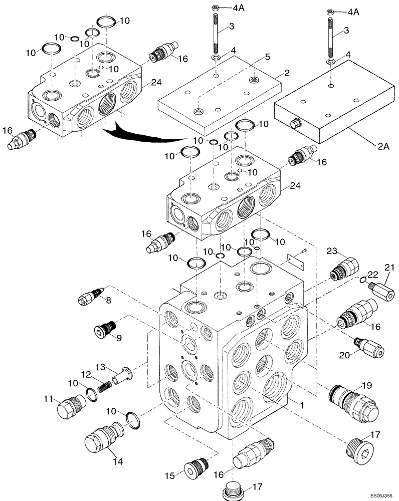 Схема запчастей Case 721D - (08-17C) - VALVE ASSY - LOADER CONTROL, FOUR SPOOL (Z-BAR LOADER) - IF USED (08) - HYDRAULICS