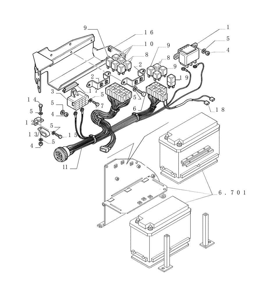 Схема запчастей Case 1850K LGP - (6.711[03]) - ELECTRICAL SYSTEM - ELECTRIC WIRING (13) - Electrical System / Decals